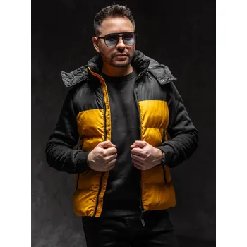 Pánská vesta Kamelová pánská prošívaná vesta s kapucí Bolf 1189A1 - XL