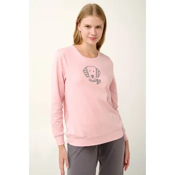 Dámské pyžamo Vamp - Souprava pyžama a fleecové vesty s potiskem psa 21499 - Vamp pink peach L