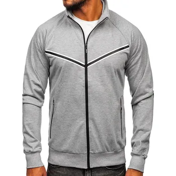 Pánská mikina Šedá pánská mikina na zip se stojáčkovým límcem Bolf B062 - M