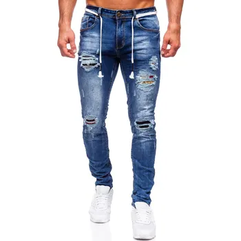 Pánské kalhoty Tmavě modré pánské džíny slim fit Bolf E7789 - S