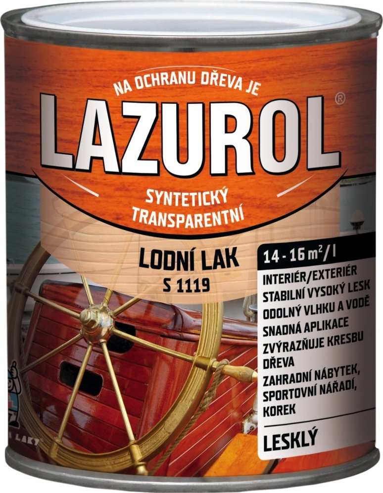 Lazurol Lodní lak S1119 lesklý odolný lak na dřevo bezbarvý 750ml