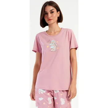 Dámské pyžamo Dámské pyžamo kapri Méďa s polštářem starorůžová XXL