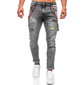 Pánské kalhoty Černé pánské džíny slim fit se šlemi Bolf KX968-C - 29/S