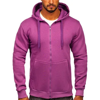 Pánská mikina Fialová pánská silná mikina na zip s kapucí Bolf 2008 - XL