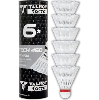 Badminton Badmintonové míčky TALBOT TORRO Tech 450 Fast 6ks - bílé