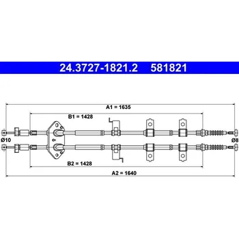 Lanko parkovací brzdy Tažné lanko, parkovací brzda ATE 24.3727-1821.2
