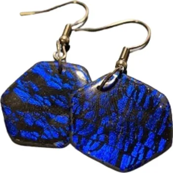 Náušnice Náušnice - modročerené zářivé hexagony