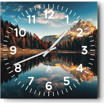 Hodiny Nástěnné hodiny do obýváku 40x40 Krajina Bezhluczne Skleněné hodiny Tiché