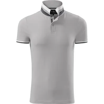 Pánské tričko MALFINI Premium Pánská kontrastní polokošile se stojatým límečkem Barva: stříbrná šedá, Velikost: XXL