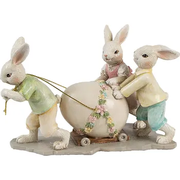 Bytová dekorace Clayre & Eef - Dekorativní figurka králíčků s vajíčkem 6PR4389