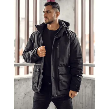 Pánská parka Černá pánská zimní bunda parka Bolf 22M323A - L