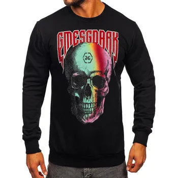 Pánská mikina Černá pánská mikina bez kapuce s potiskem Bolf 6445 - 2XL