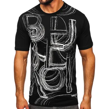 Pánská móda Černé pánské tričko s potiskem Bolf KS2525T - XL