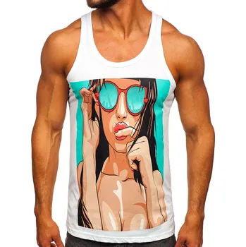 Oblečení a móda Bílé pánské tílko s potiskem tank top Bolf 143027 - 2XL