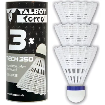 Badmintonový košíček Badmintonové míčky TALBOT TORRO Tech 350 Medium 3 ks - bílé