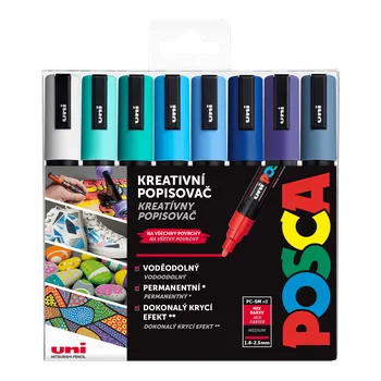 Akrylový popisovač Uni Posca PC-5M OCEAN 1,8 - 2,5 mm, sada mořských tónů (8 ks)