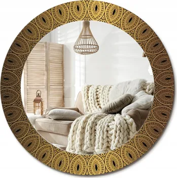 Zrcadlo Kulaté nástěnné dekorativní zrcadlo ve skleněném rámu s řeckým ornamentem, průměr 60 cm