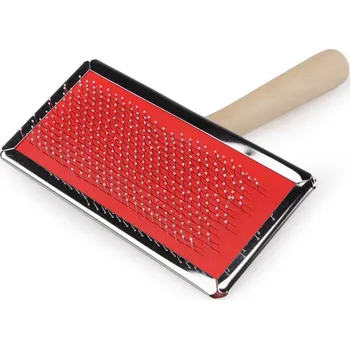 Rozčesávací kartáč / hřeben na macrame 11,5x5,5 cm - červená