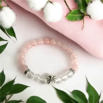 Náramek MkD Náramek z minerálů Anděl strážný – růženín, křišťál