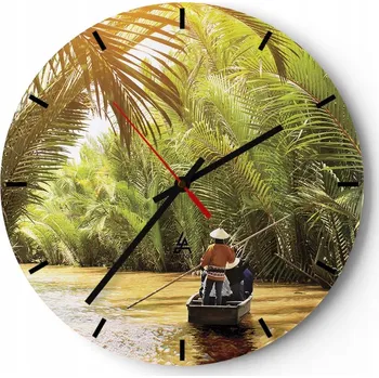 Hodiny Nástěnné hodiny do kuchyně 30x30 Řeka Mekong Skleněné hodiny do obýváku Tiché