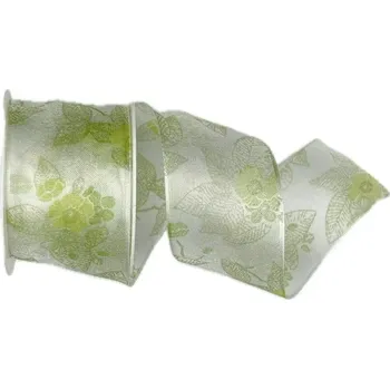 Stuha Stuha taftová FLOWER BREEZE WHITE průsvitná 40mm x 2m (15,-Kč/m) (Stuha taftová, průsvitná, s vlascem v obou okrajích)