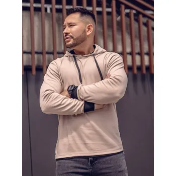 Pánská mikina Béžovo-černá pánská mikina s kapucí Bolf 145380 - 2XL