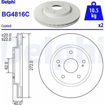 Brzdový kotouč Brzdový kotouč DELPHI BG4816C