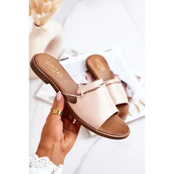 Dámské pantofle Kožené Nazouváky Lewski Shoes 3047 Barva: Béžová, Velikost: 37