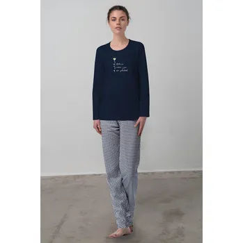 Dámské pyžamo Vamp - Pyžamo s dlouhým rukávem 70054 - Vamp blue marine M