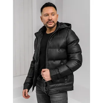 Pánský kabát Černá pánská zimní bunda s kapucí Bolf 22M327A1 - M/50