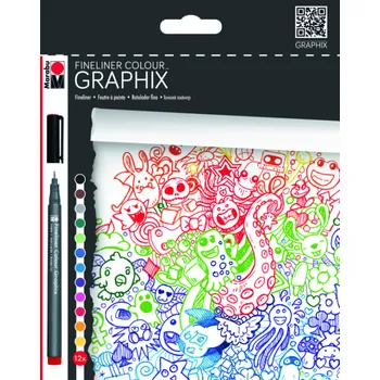 Popisovače Marabu Fineliner Colour Graphix sada 12 ks