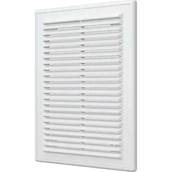 Větrací mřížka Větrací mřížka 200x300 mm s montážním rámečkem a síťkou proti hmyzu - bílá- MIKAWI 59-1383