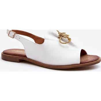 Dámské sandále Kožené ploché sandály Zazoo 2898 Barva: Bílá, Velikost: 41