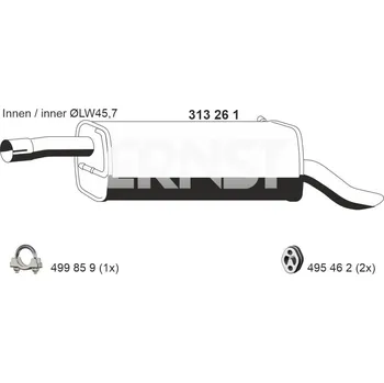 Tlumič výfuku Zadní tlumič výfuku ERNST 313261
