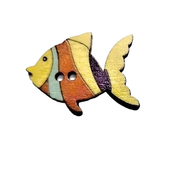 Knoflík Knoflík dřevěný rybička žlutá