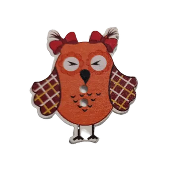 Knoflík Knoflík dřevěný sova s culíky I