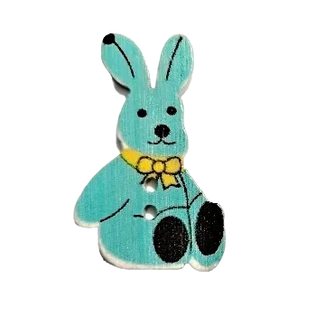 Knoflík Knoflík dřevěný zajíc modrý II.