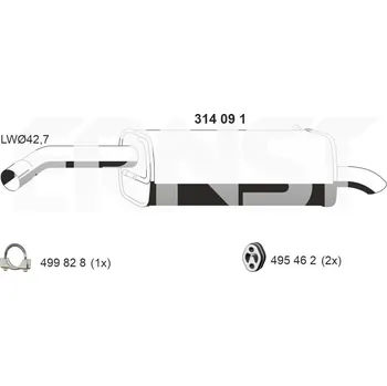 Tlumič výfuku Zadní tlumič výfuku ERNST 314091