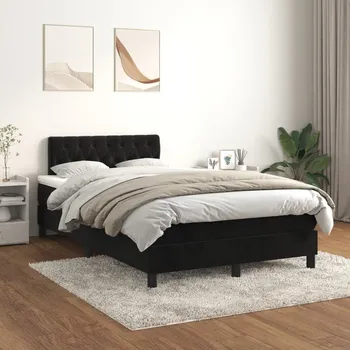 Ložnice vidaXL Box spring postel s matrací 120 x 200 cm samet [3141477] Barva: Černá