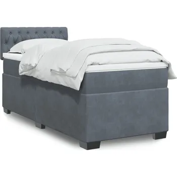 Postel vidaXL Box spring postel s matrací 90x190 cm samet [3288492] Barva: Tmavě šedá