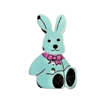 Knoflík Knoflík dřevěný zajíc modrý I