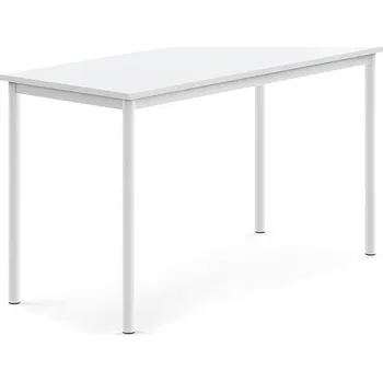 Jídelní stůl Stůl SONITUS, 1400x600x760 mm, bílé nohy, HPL deska tlumící hluk, bílá