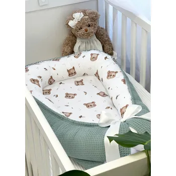 Hnízdečko pro miminko Hnízdečko pro miminko - vaflové starozelené s medvídky