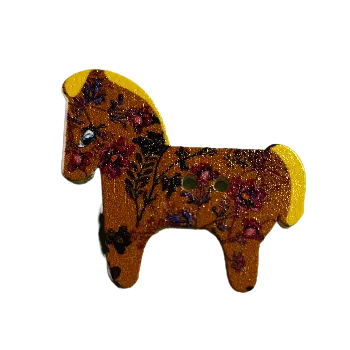 Knoflík Knoflík dřevěný kůň s ornamenty X