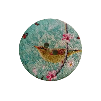 Knoflík Knoflík dřevěný "Ptáček na větvičce"