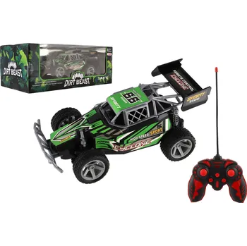 plyšák Auto RC Buggy rychlostní plast 23cm 27MHz na baterie zelené v krabici 35x13,5x18cm