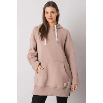 Dámská mikina Mikina Rue Paris s přední kapsou a kapucí tmavě béžová Velikost: S/M