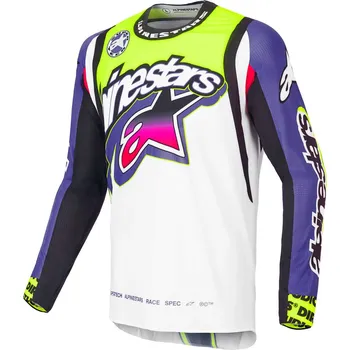 Moto dres Dres SUPERTECH SX limitovaná edice DIRT STUDIOS, ALPINESTARS (bílá/fialová/růžová/žlutá fluo) 2025 (Velikost: S)