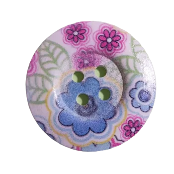 Knoflík Knoflík dřevěný velký s kvítky VI