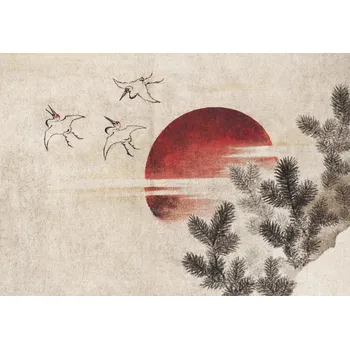 Plakát Plakát, Obraz - Birds and sunset (1814), Katsushika Hokusai